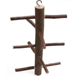 Climbing Gantry, Rotating Parrot Wooden Leather Staircase Standing Bar Standing Frame Natural Bird Life 1 Piece