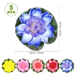 WINOMO 5Pcs 10CM Artificial Lotus Water Lily Artificial Plants Artificial Flowers Floating Pond Plants