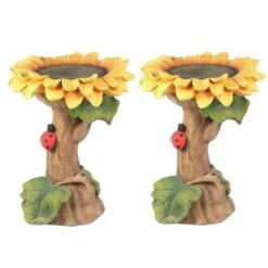 Polyresin Sunflower Bird Bath Pedestal,Handmade Sunflower Gifts For Outdoor Garden, Bird Bath Fount