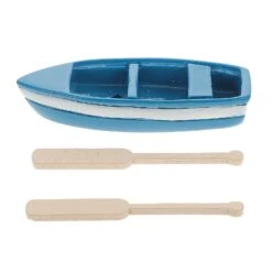 Mini Resin Boat And Paddles Model Figurines Toy Micro Landscape Decoration Simulation Ocean Beach Scene Decoration