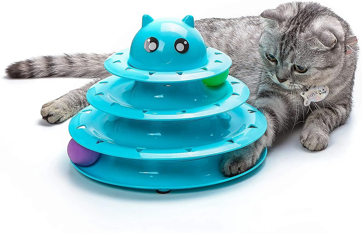 Vealind Pet Interactive Fun Roller Exerciser 3 Level Tower Of Tracks Cat - Image 2