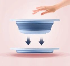 Home Portable Collapsible Washbasin Outdoor Plastic Washbasin M Blue