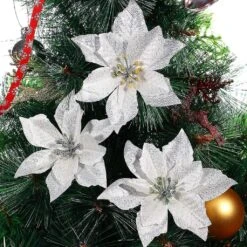 10 Pcs Glitter Artificial Flowers Tree Wreaths Ornament-mxbc