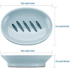 2 Pack Plastic Soap Dish Holder With Drain, Bar Soap Saver Box