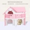 2024 Luxury Pink Hamster House, Small Pet House Sleeping Nest With Double Layer Villa Balcony Assembly Cage For Guinea Pig Hamsters