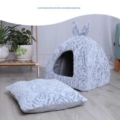 Cute Pet Dog Cat Bed Soft Cone Shape Cat Pet Cat House Warm Sleeping Nest For Cat Washable For Cat Soft Nest