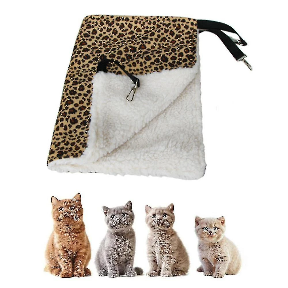 Hanging Cat Hammock,pet Hammock For Cage Adjustable Cat Bed Sleepy Pad(1 Piece,leopard Print - Image 4