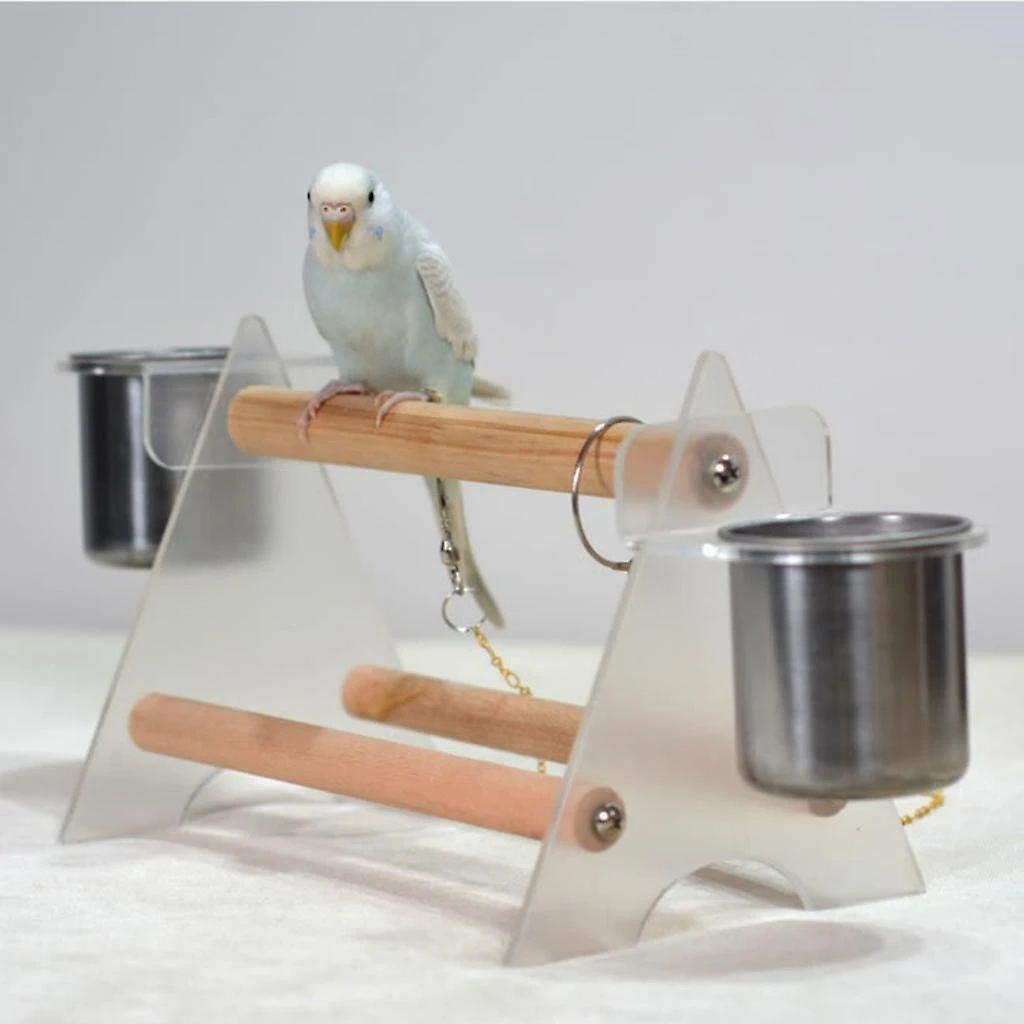 Portable Parrot Desktop Stand - Bird Stand Platform With Food Cup Cage Toy - Image 5