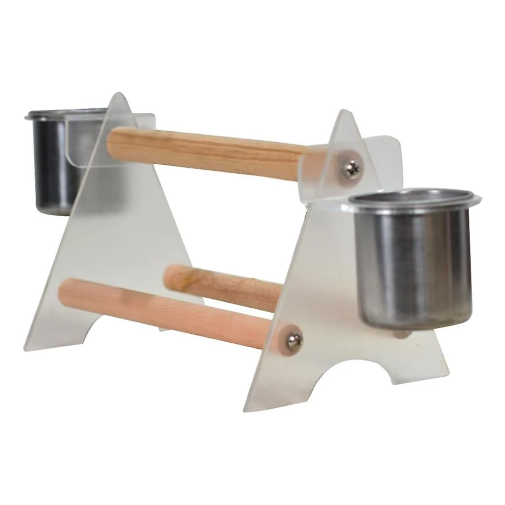 Portable Parrot Desktop Stand - Bird Stand Platform With Food Cup Cage Toy