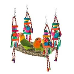 Rattan Parrot Toys Swing Colored Rope For Conures Parakeet Pet Supplies