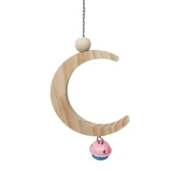 Parrot Moon-shaped Swing Wooden Molar Bell Toy Parrot Supplies Large