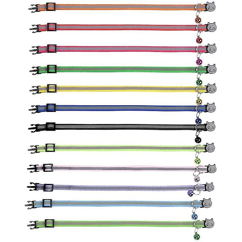 12 Pcs Reflective Cat Collars Quick Release Safety Buckle With Adjustable 19-32cm (12 Colors) - Image 3