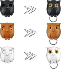 6 Pcs Owl Keychain, Magnetic Key Holder Hook, Night Owl Keyring For Wall Or Door, Automatic Open Close Owl