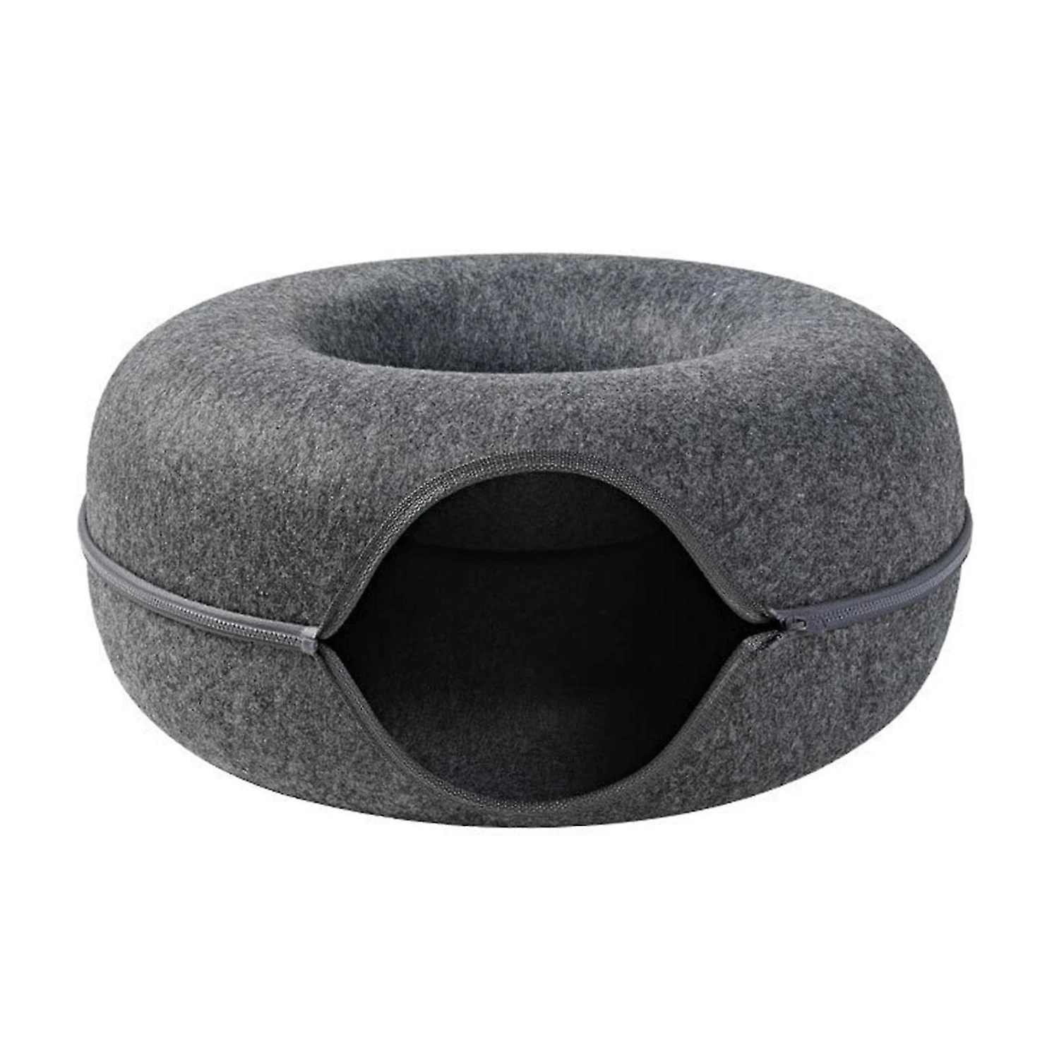 Peekaboo Cat Cave Tunnel/cat Nest, Round Felt Pet Nest, Cat Tunnel Nest, Felt Cat Bed/cat Felt Tunnel Toy,large Indoor Cat Condo And Cat Cave Large Black - Image 5