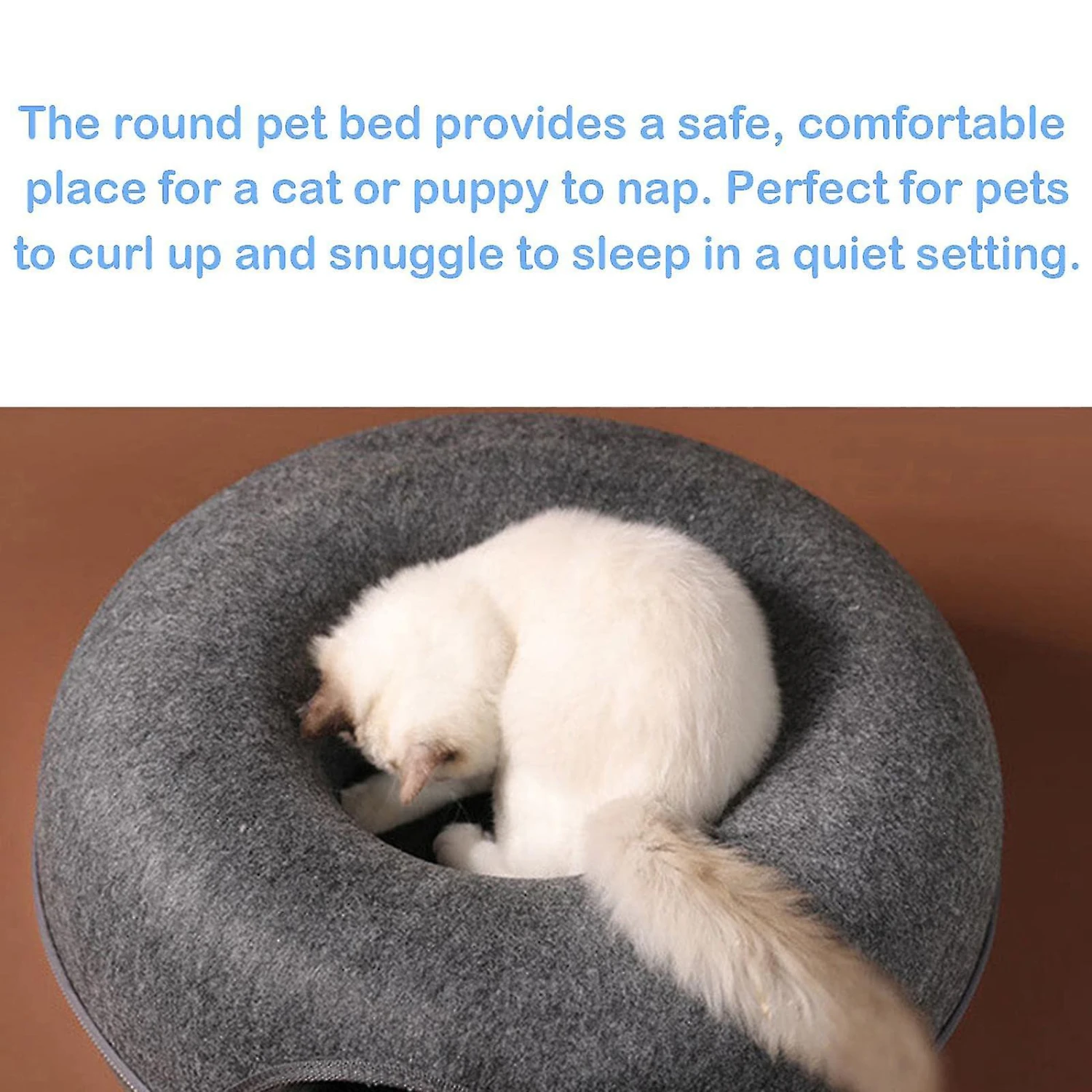 Peekaboo Cat Cave Tunnel/cat Nest, Round Felt Pet Nest, Cat Tunnel Nest, Felt Cat Bed/cat Felt Tunnel Toy,large Indoor Cat Condo And Cat Cave Large Black - Image 4