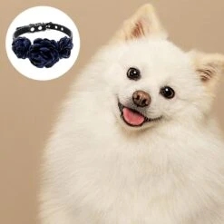 Pet Necklace Rose Flower Design Fit Puppy Girl Chihuahua Yorkie Adjustable Handmade