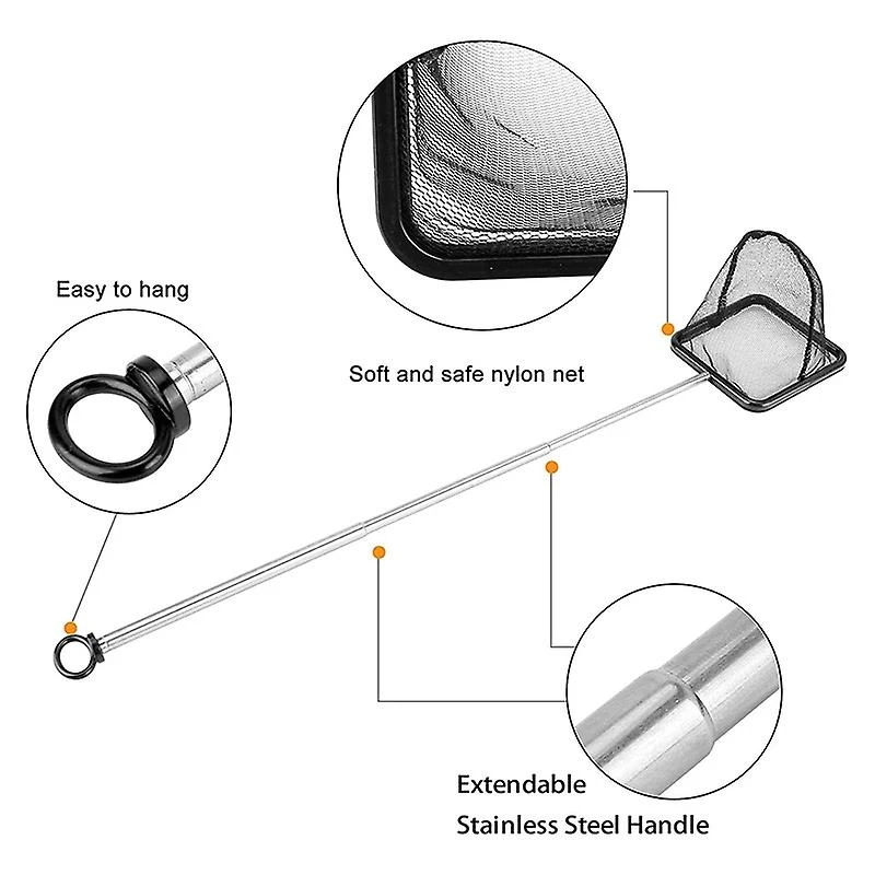 Aquarium Fish Net With Extendable Stainless Steel Long Handle, Fine Mesh Fish Net For Fish Tank - Image 4