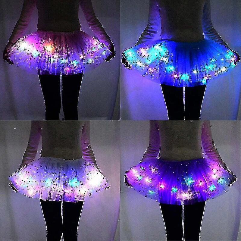 Women"s Led Skirt Light Up Star Dance Skirts Layered Ballet Tutus Elastic Mesh Tulle Mini Skirt Party Carnival Costume - Image 5