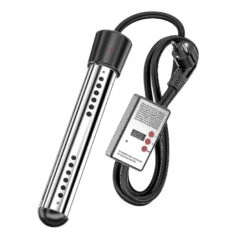 2023 New Electric Submersible Water Heater 3000w Swimming Pool Rapid Heating Heating Rod Intelligent Timing EU1500W Black