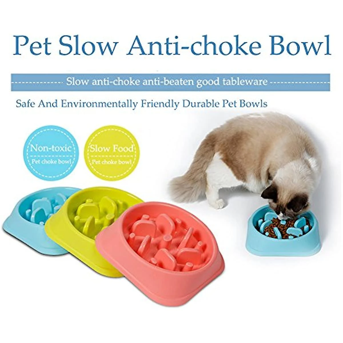 Meioro Pet Dog Slow Food Bowl Anti-choke Bowl Pet Supplies Large And Small Dogs Lose Weight To Help Digestion Pet Utensils Slow Eating Dog Bowl (blue) Red - Image 4