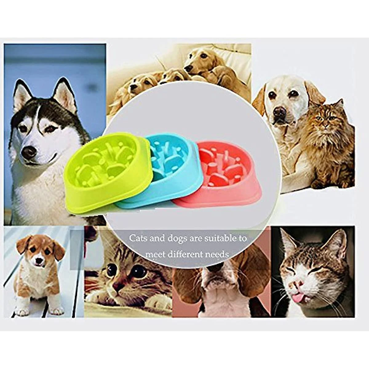 Meioro Pet Dog Slow Food Bowl Anti-choke Bowl Pet Supplies Large And Small Dogs Lose Weight To Help Digestion Pet Utensils Slow Eating Dog Bowl (blue) Red - Image 2