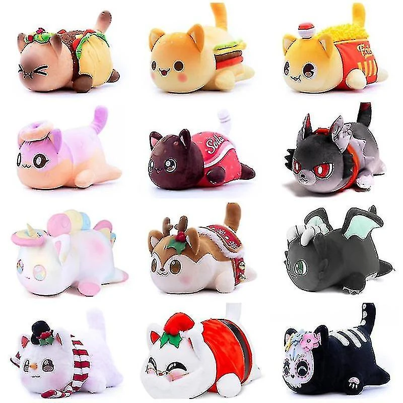 Meows Aphmau Plush Doll Coke French Fries Burgers Bread Sandwiches Food Cat Plushie Sleeping Pillow Children"s Christmas Gifts