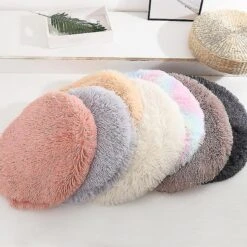 Plush Cat Bed Mats Round Pet Bed For Small Dogs Soft Fleece Sleeping MatPet Nest Cushion Coffee Paw Diameter 60 Cm