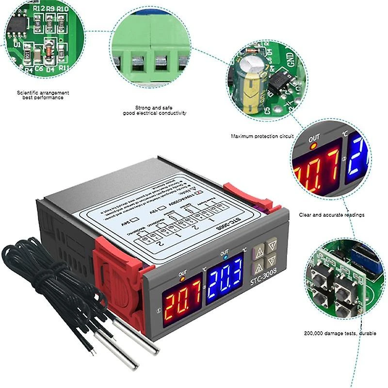 Digital Thermostat Temperature Controller Stc-3008 Thermometer Sensor Hygrometer 12v 24v 220v - Image 5