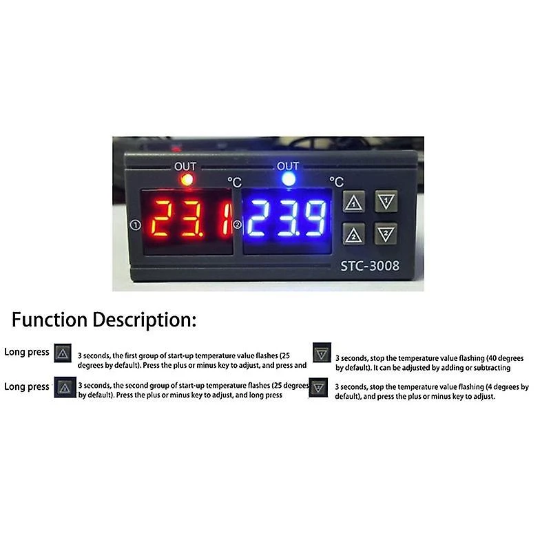 Digital Thermostat Temperature Controller Stc-3008 Thermometer Sensor Hygrometer 12v 24v 220v - Image 3