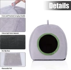 Guinea Pig House,washable Guinea Pig Bed Cave With Removable Pad Small Animal Pet Winter House Cave Bed For Rabbits, Chinchilla Grey