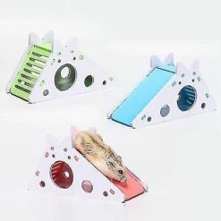Hamster Hideout,cute Hamster Exercise Toy Wooden Hamster House With Ladder Slide For Guinea Pig Hamster Cage Accessories,small Animal Habitat Sleeping