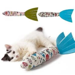 Fish Shape Cat Kitten Stuffed Catnip Noise Paper Cushion Doll Pet Interactive Toy Pink