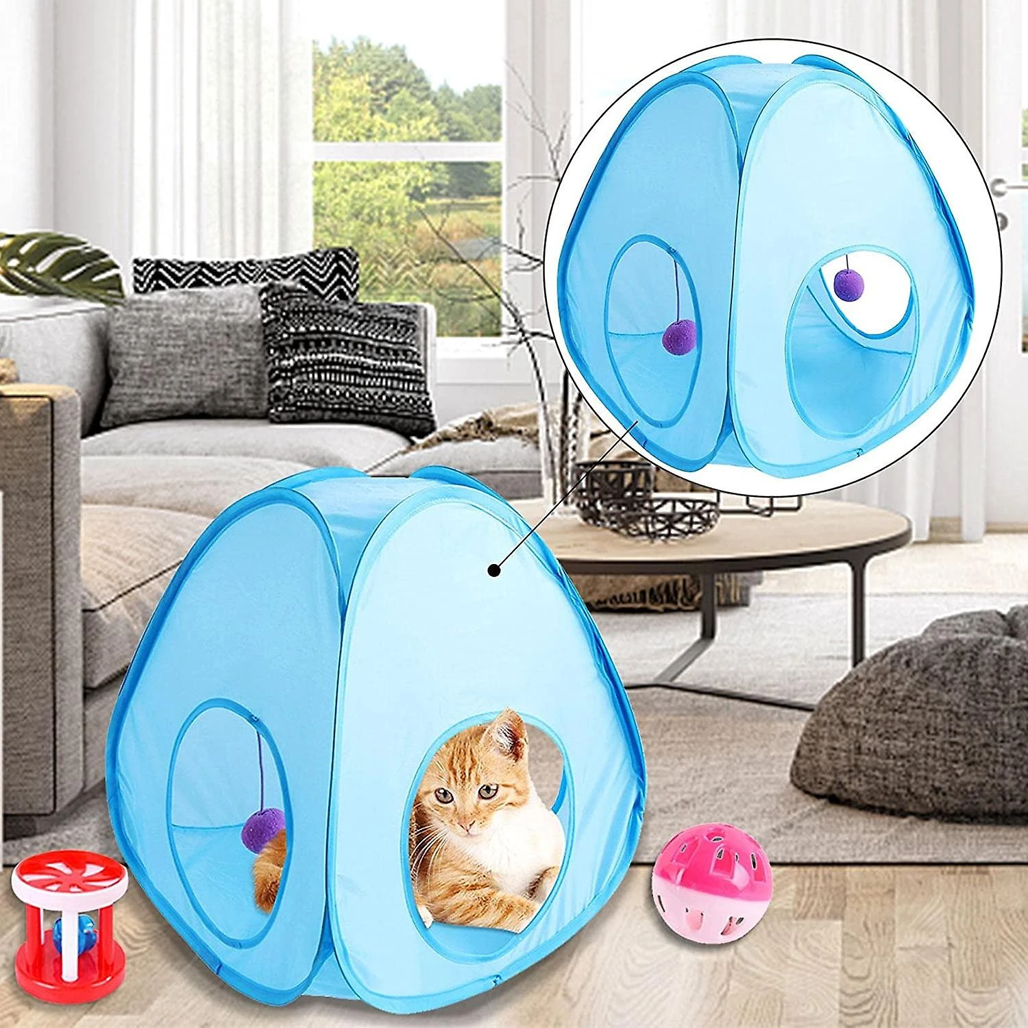 Pet 13 Pieces Set Cat Interactive Toys -for Indoor Cats Feather Toys -pet Chew Toys Cat Toys- Ball ?sticks Bell Cat Toys. - Image 2