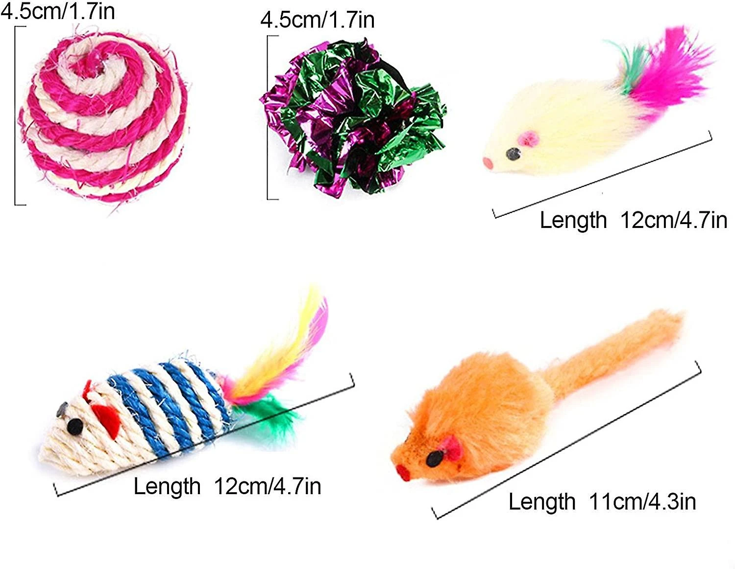 Pet 13 Pieces Set Cat Interactive Toys -for Indoor Cats Feather Toys -pet Chew Toys Cat Toys- Ball ?sticks Bell Cat Toys. - Image 3