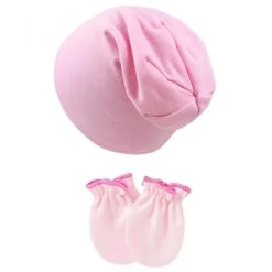 Add Gloves;pink Infant Baby Beanie Hats And Mittens Plain Color Black Purple Yellow White Red For New Parents Gift