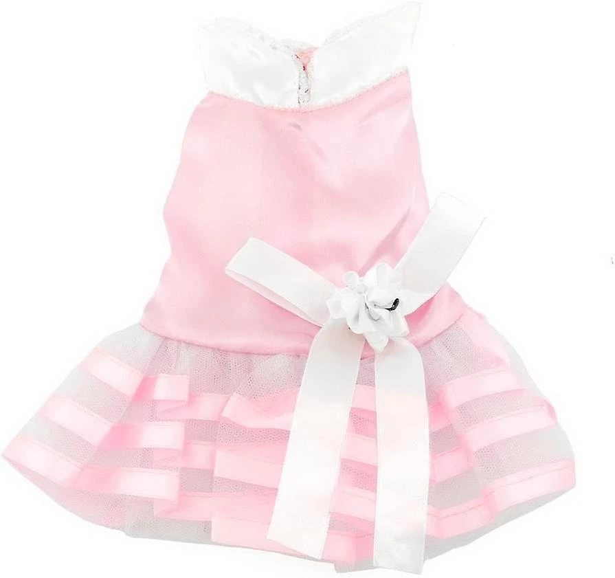 Satin Flower Pet Small Dog Cat Princess Dress Striped,S,Pink - Image 5