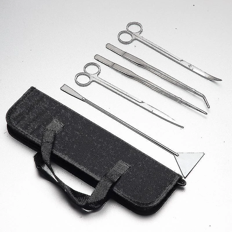 Aquarium Aquascaping Tool, Long Tweezers Scissors Spatula, 5 In 1 Stainless Steel Aquatic Plants Set With Case - Image 2