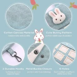 Rabbit Hay Feeder Bag, Large Size Hanging Feeding Sack For Cage Canvas Hay Feeder Storage For Bunny Guinea Pig L Green