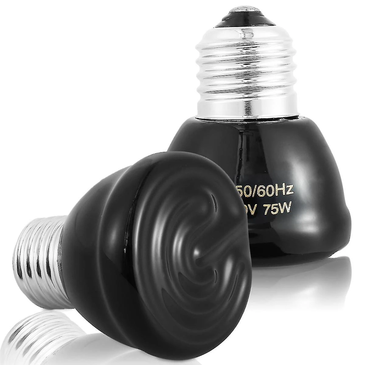 Willkey 2pcs Reptile Heat Bulb 75w Reptile Heat Lamp E27 Black Infrared Ceramic Heat Emitter With No Light Chicken Cooper Brooder For Reptiles Liza - Image 3
