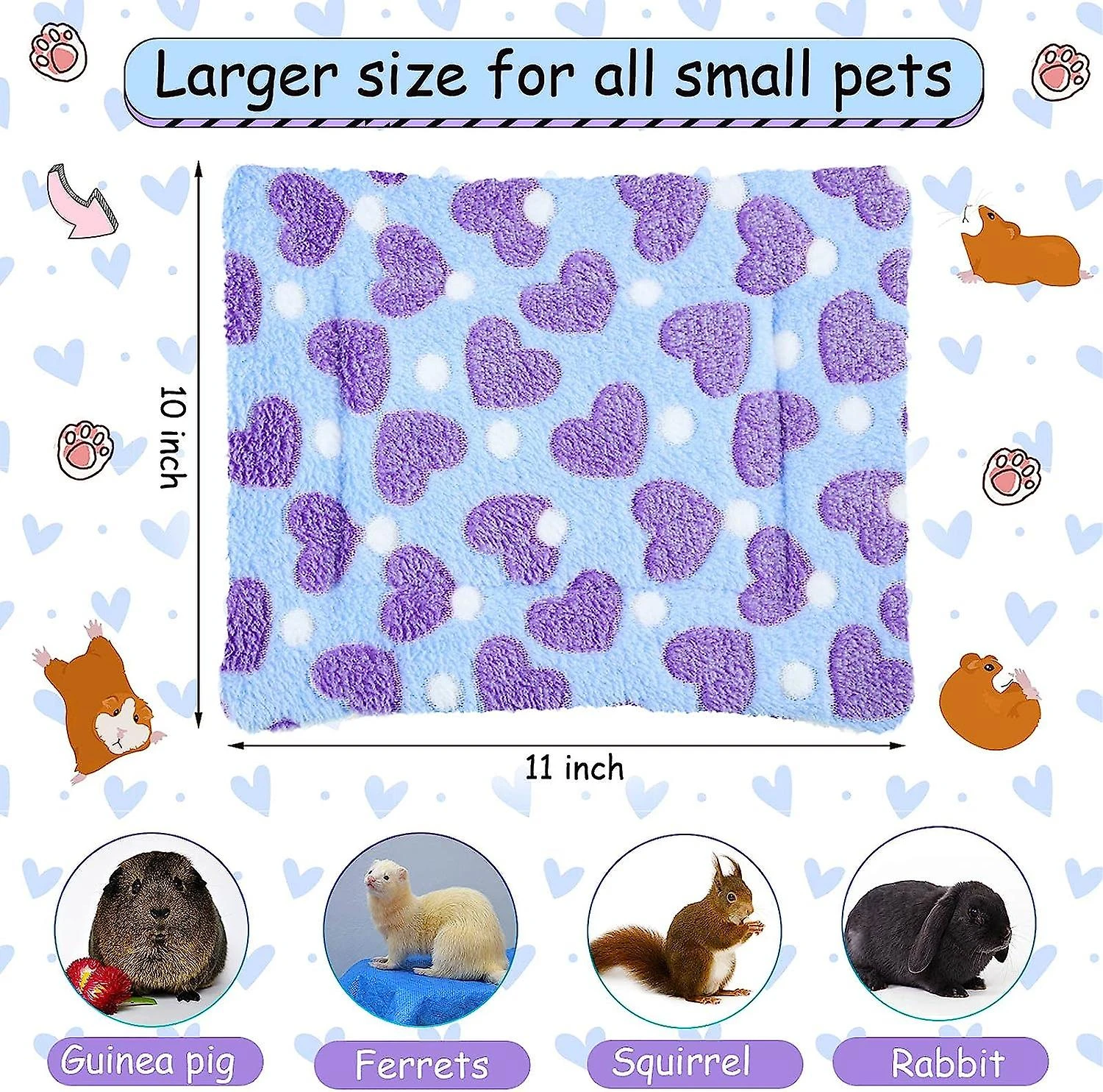 2 Pieces Guinea Pig Hamster And Warm Bed Soft Mat Set Cage HammockMats For Rat Ferret Guinea Pig Squirrel Small Pet