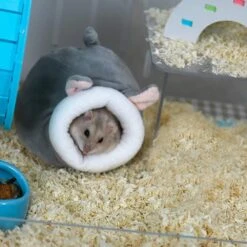 2 Pcs Mini Hamster Bed Hideouts And Houses, Cotton Mini Animal Pet Nest Cave, Cute Warm Bed For Hamster (grey And Pink)