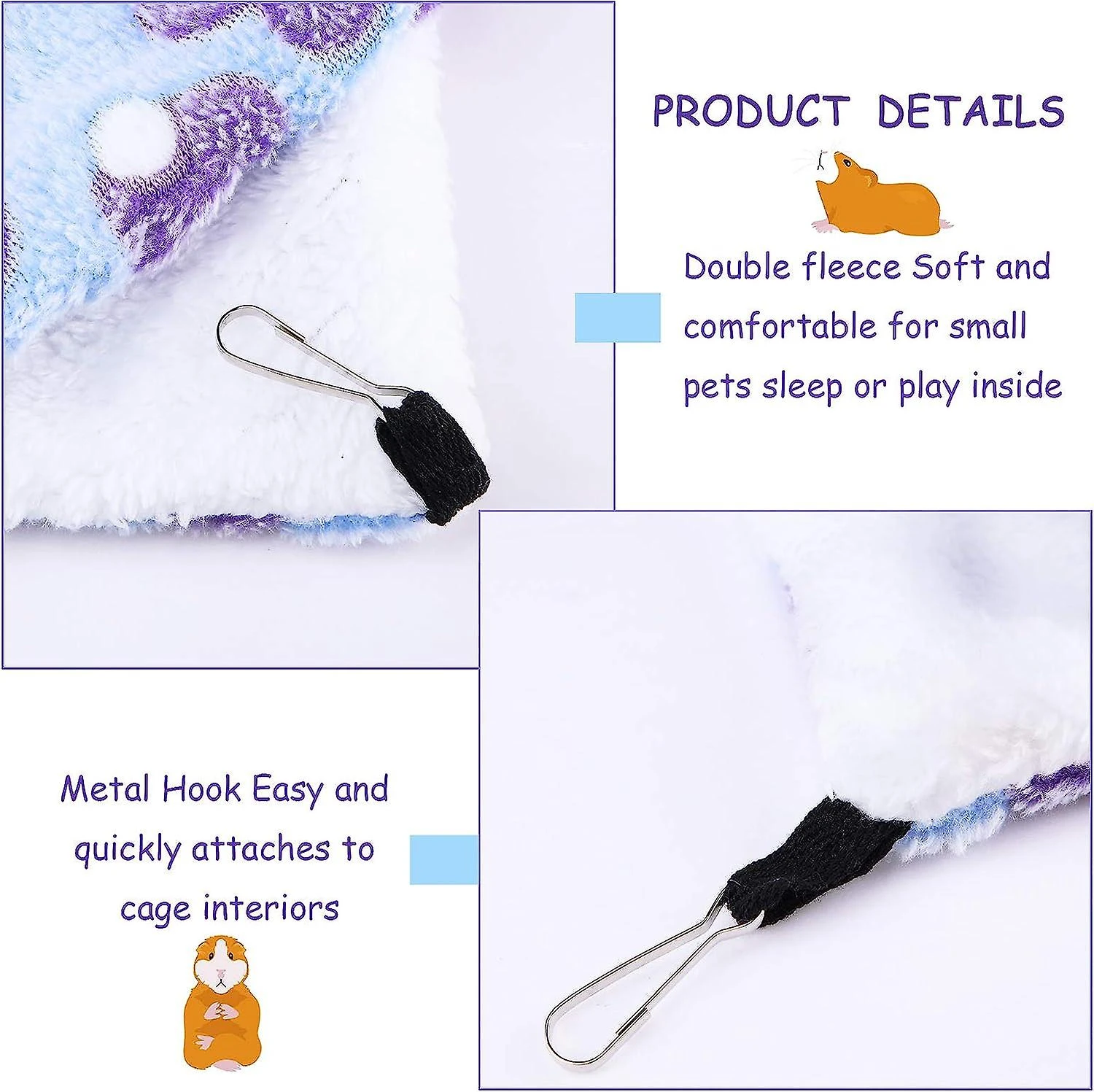 2 Pieces Guinea Pig Hamster And Warm Bed Soft Mat Set Cage HammockMats For Rat Ferret Guinea Pig Squirrel Small Pet - Image 2