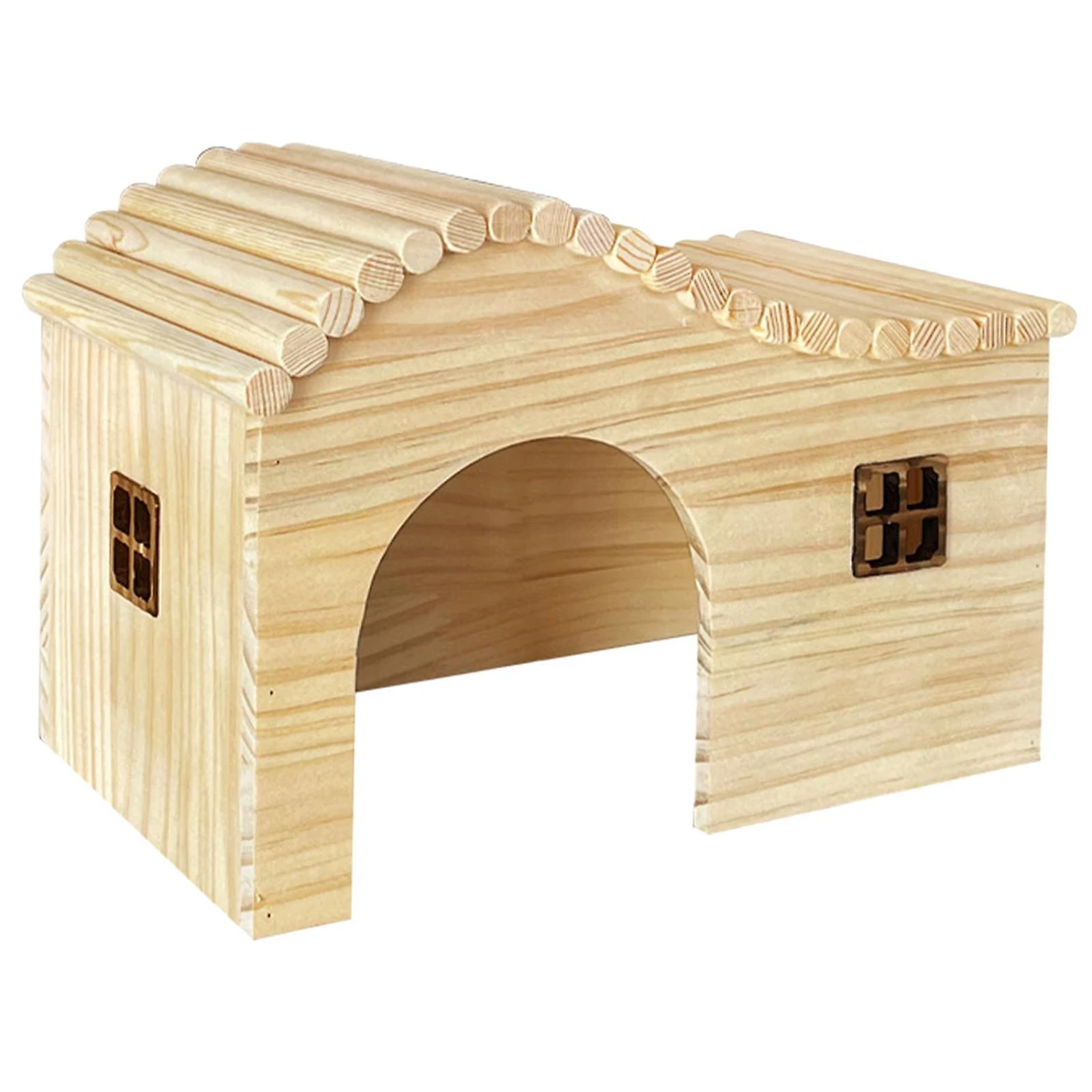 Portable Hamster Wooden House Durable Arched For Gerbils Hedgehog Hideaway L - Image 4