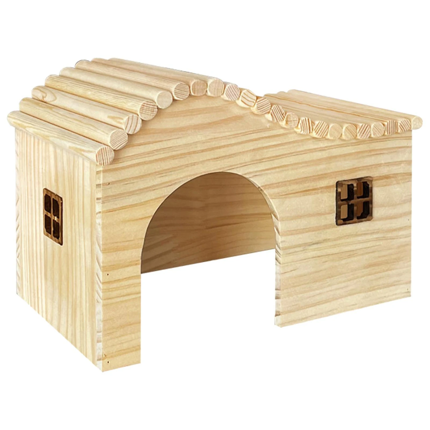 Portable Hamster Wooden House Durable Arched For Gerbils Hedgehog Hideaway L