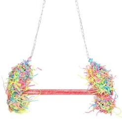 Chicken Wooden Standing Swing Toys Parrots Hanging Perch With Colorful Chew Paper