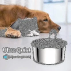 Cat Water Fountain,3.2l/108oz Automatic Stainless Steel Pet Fountain Dog Water Dispenser, Ultra-qui(,)