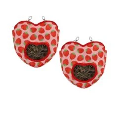 2pcs Heart-shape Hanging Bag Hanging Pouch Small Animals Feeder Holder Rabbit Feeding Bag Guinea Pi