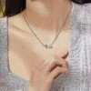 Women Necklace Pearl Tulip Pendant Necklace With Cubic Zirconia Jewellery