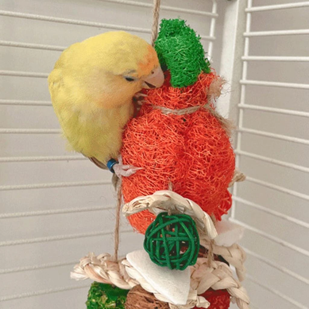 Pet Bird Tooth Chew Toy Natural Straw Beads Corncob For Cockatiel Conure