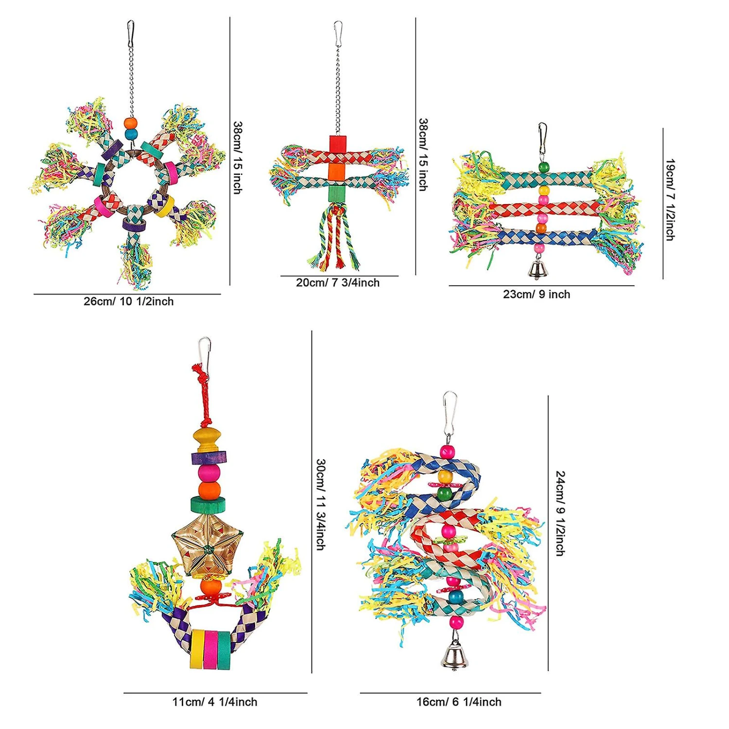 5-piece Bird Shredder Foraging Toy For Parrot Wood Beads Shreddable Chew Toy - Image 3